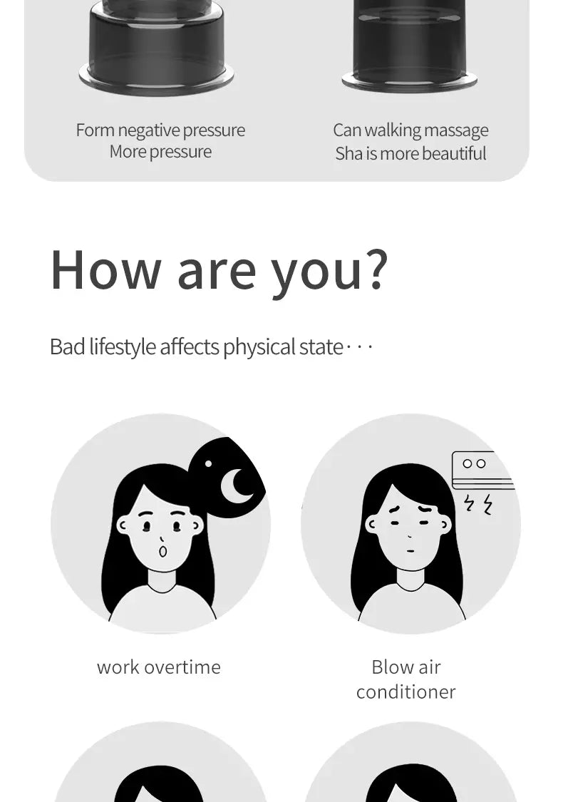 Portable Electric Cupping Massager with Red Light (2 Cups)